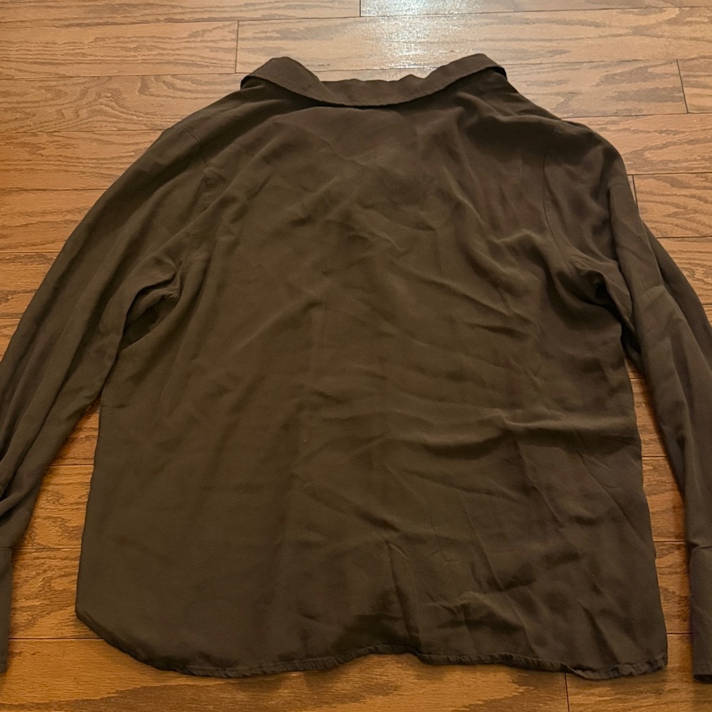 Loft double tie collared shirt chocolate brown - Picture 5 of 5
